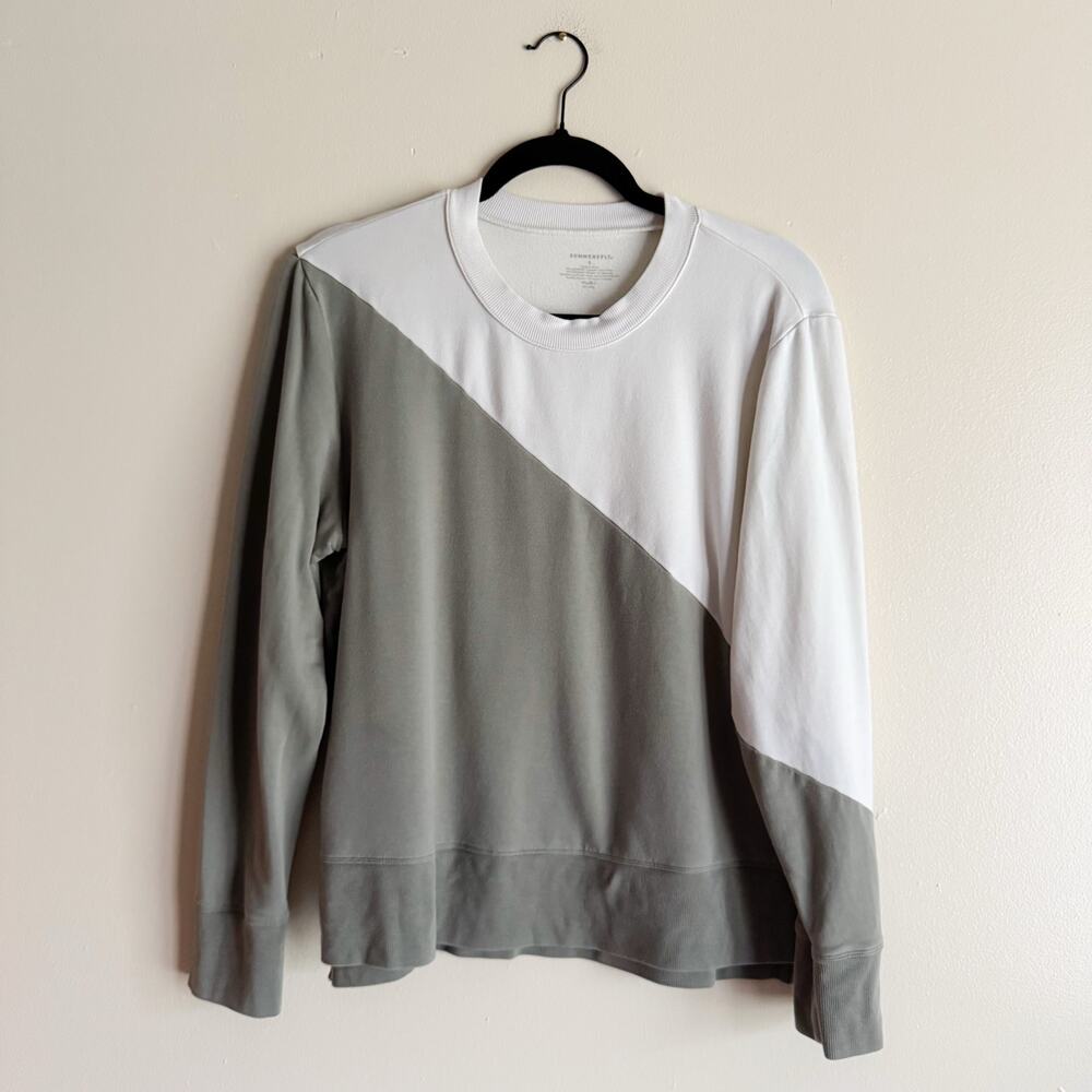 Summersalt White + Green Softest French Terry Colorblock Sweatshirt Large